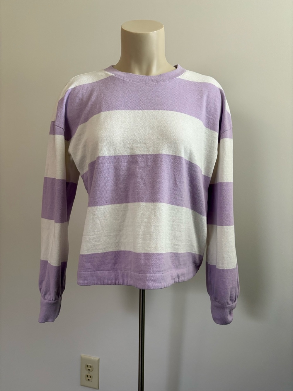 Lands' End Serious Sweats Striped Crewneck Sweatshirt Size S 6-8
